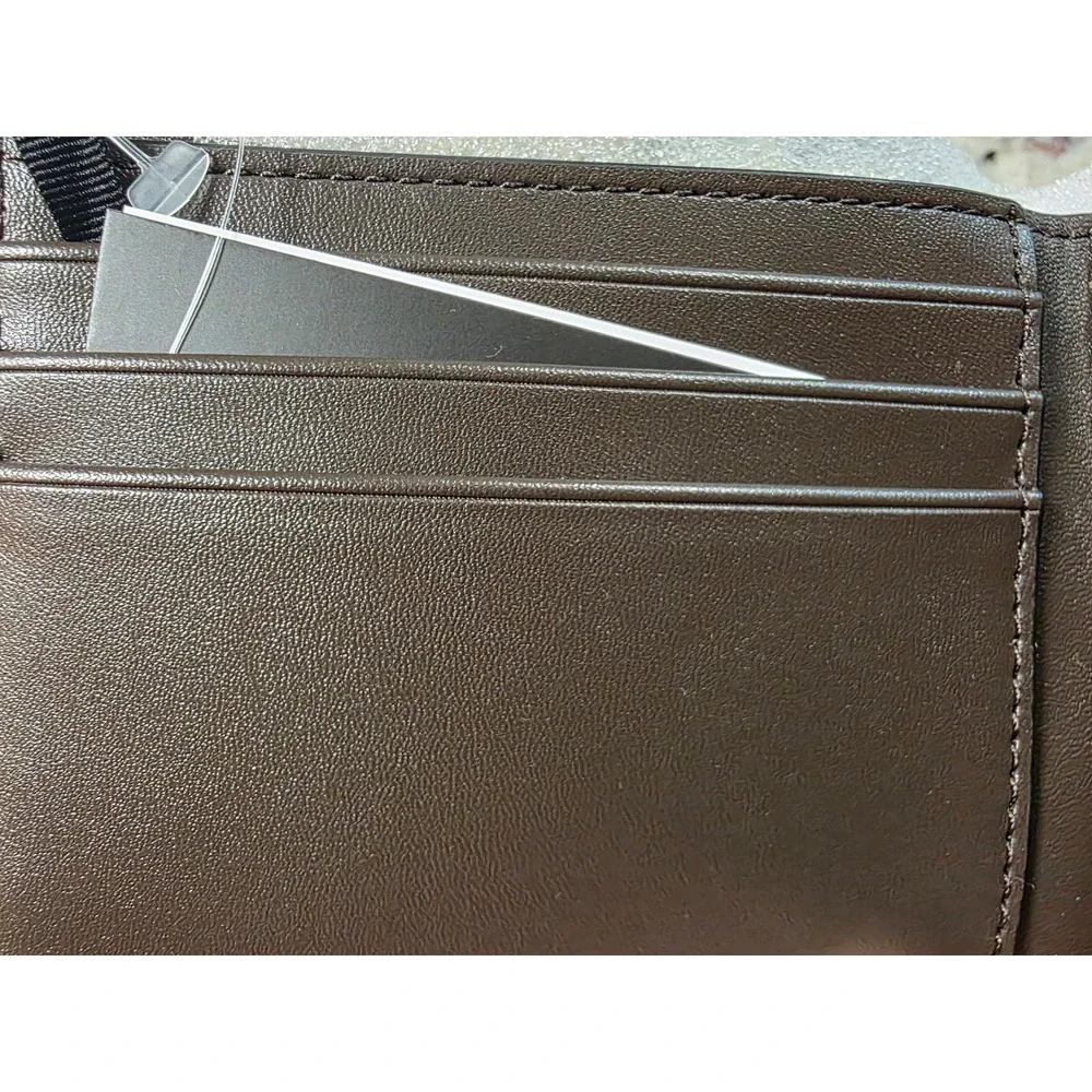 Michael Kors Andy Slim Billfold Brown Embossed Logo Mens Wallet 86F5SANF5O NEW
